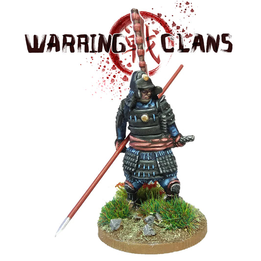 Footsore Warring Clans Samurai in Full Armour with Yari