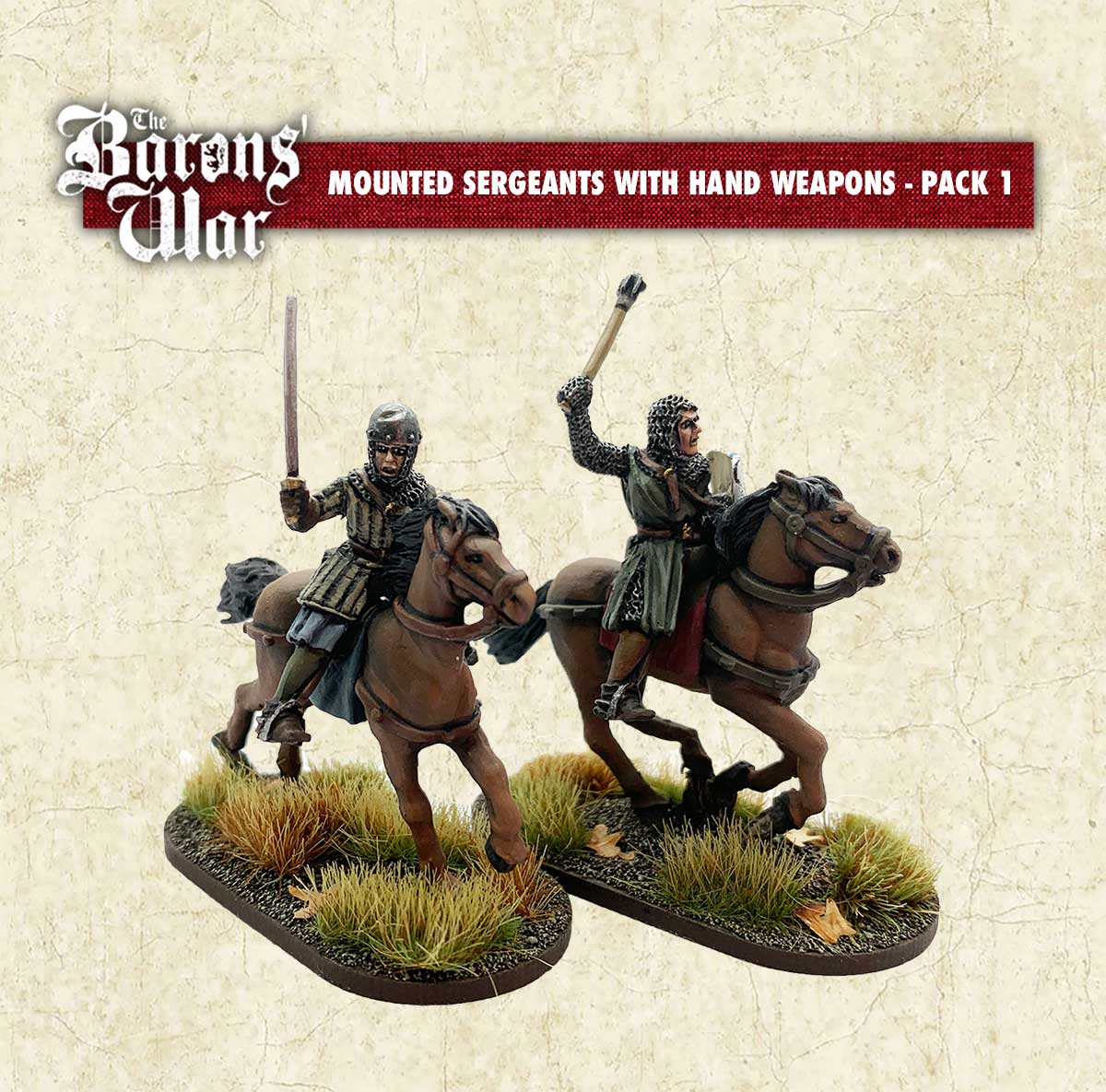 Mounted Sergeants with Hand Weapons 1 Footsore medieval historical miniatures