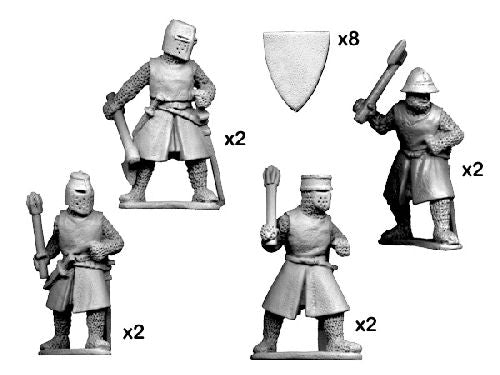 Dismounted knights with axes & maces: Crusader Miniatures