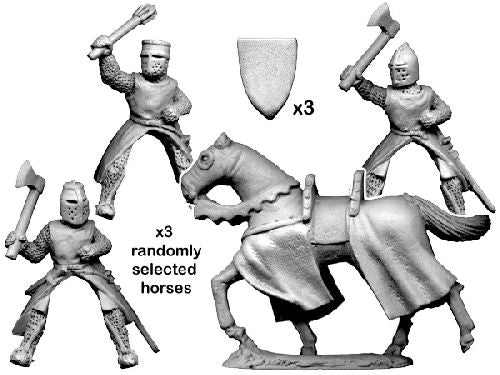 Mounted knights with axes & maces: Crusader Miniatures
