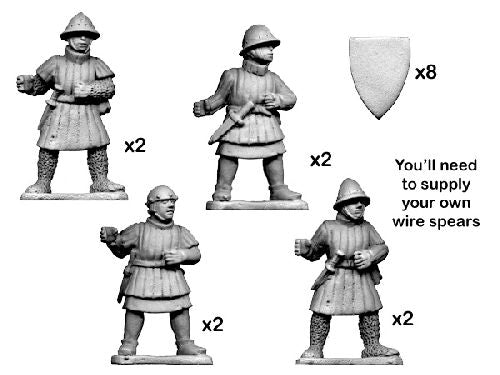 Men-at-Arms with spear & shield: Crusader Miniatures