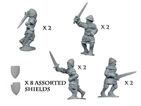 Dismounted Knights with Swords 100 Year War Crusader Miniatures
