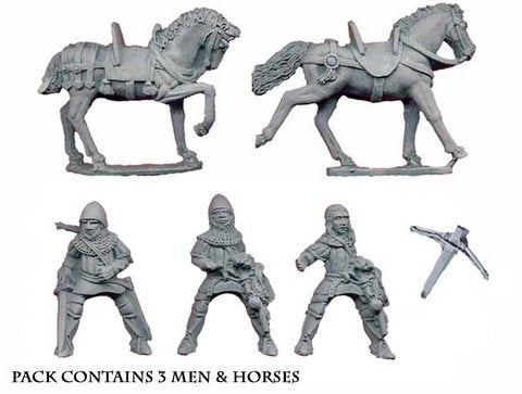 Mounted Crossbowmen: 100 Year War Crusader Miniatures